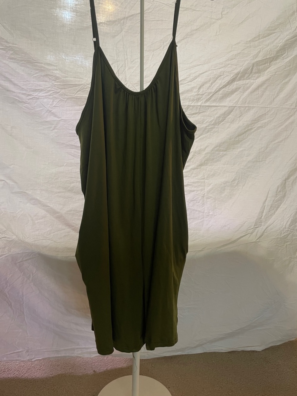 Olive Green Spaghetti Strap Mini Dress